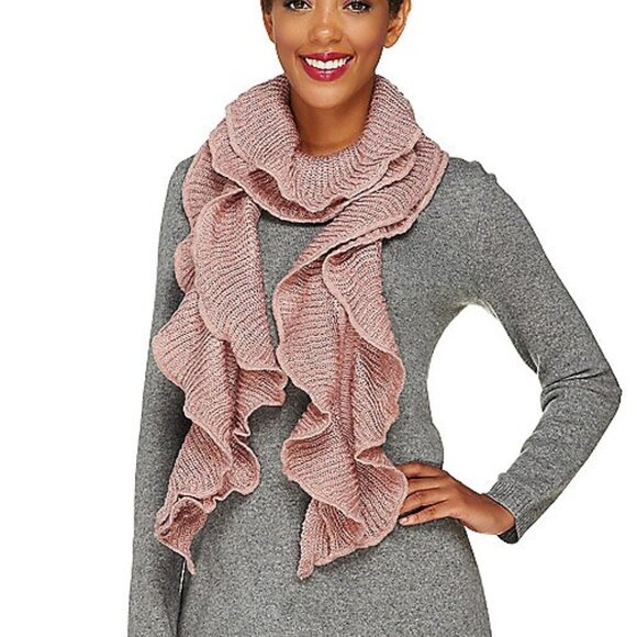 Collection 18 Lurex Ruffled Knit Scarf   15749 - Picture 1 of 2